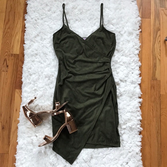 a’gaci Dresses & Skirts - A’gaci Faux Suede Wrap Dress